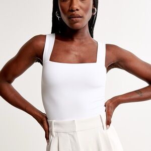 Abercrombie & Fitch white cotton square neck thong bodysuit small new with tags
